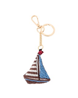 Brown & Blue Boat Beaded Keyring £15