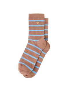 Brown & Blue Striped Heart Embroidered Ankle Socks £8.50 €11.50