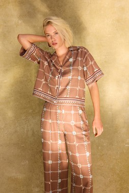 Brown Floral Print Short Sleeve Shirt £65