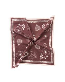 Brown Motif Cross Stitch Cotton Square Scarf £20