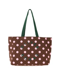 Brown & Pink Polka Dot Logo Fabric Tote Shopper Bag £26 €34