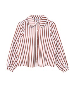 Brown & White Striped Frill Collar Shirt £58 €76