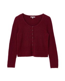 Burgundy Button Up Ribbed Knitted Top £55.00 €72.00
