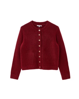 Burgundy Crew Neck Knitted Cardigan £65.00 €85.00