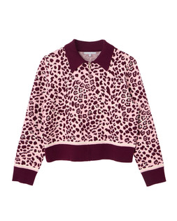Burgundy & Pink Animal Print Zip Up Knitted Bomber Jacket £70.00 €91.00