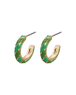 Calla Green Enamel Twist Hoop Earrings
