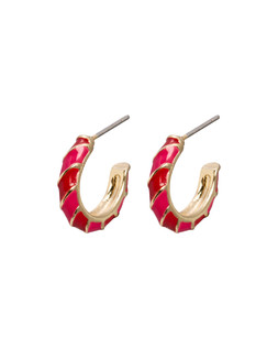 Calla Pink & Red Enamel Twist Hoop Earrings