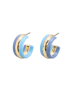 Carmine Blue Enamel Hoop Earrings