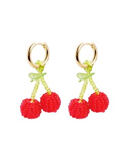 Charlene Beaded Cherry Drop Hoop Earrings £19.50