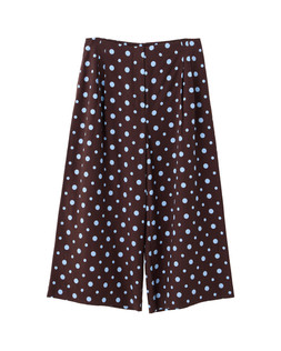 Chocolate Brown & Blue Polka Dot Wide Leg Culotte Trousers £70