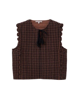 Chocolate Brown Gingham Scalloped Quilted Gilet £65 €85