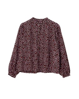 Chocolate Brown & Pink Polka Dot Frill Neck Blouse £58.00 €76.00
