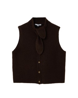 Chocolate Brown Tie Neck Button Up Knitted Top £55 €72