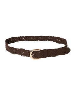 Chocolate Faux Suede Weave Belt £28 €36.50