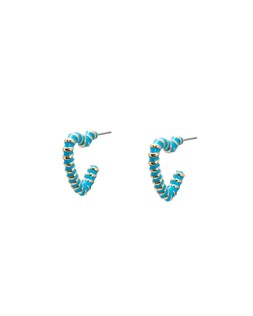 Cornelia Blue Enamel Striped Heart Hoop Earrings £16.50
