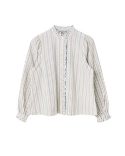 Cream & Blue Striped Frill Neck Blouse £55.00 €72.00