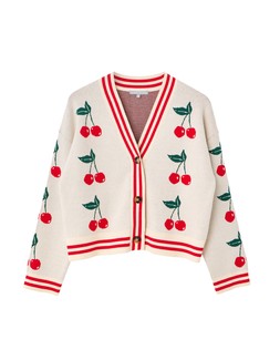 Cream Cherry V-Neck Knitted Cardigan £70