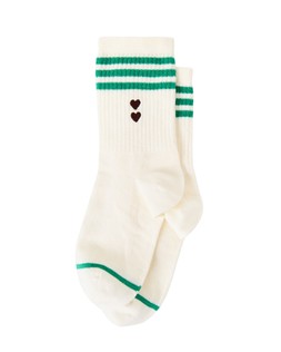 Cream & Green Double Heart Stripe Sporty Socks £8.50 €11.50