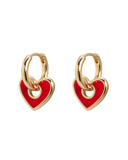 Dina Red Enamel Heart Charm Hoop Earrings £14.50 €19