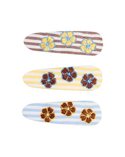 Dorothy Brown £ Blue & Yellow Embroidered Flower Hair Clips Set of Three £18