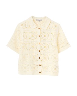 Ecru Crochet Stitch Collar T-Shirt £62 €81