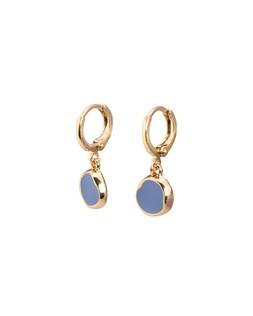 Emir Blue Enamel Disc Huggie Earrings