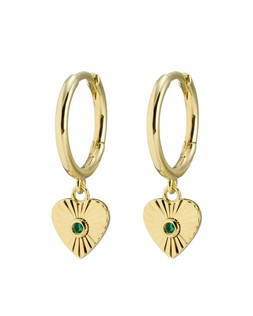 Freya Machine Engraved Heart Charm Gold Plated Hoop Drop Earrings £48.00 €63.00