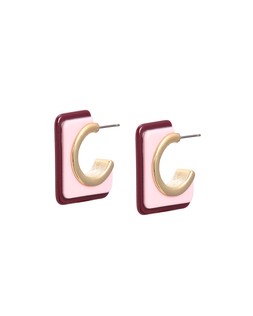 Fuchsia Pink Tipped Edge Square Resin Hoop Earrings