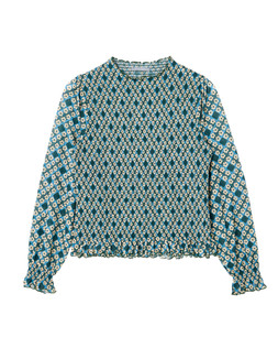 Green & Blue Floral Geometric Shirred Mesh Top £45.00 €59.00