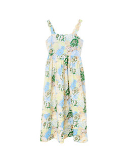 Green & Blue Floral Scalloped Strappy Midi Dress £85 €115