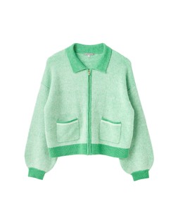 Green Collared Knitted Bomber Jacket £72
