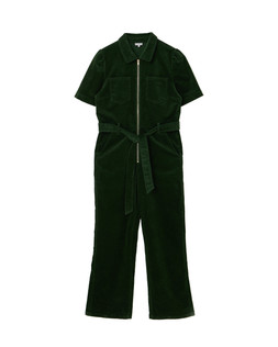 Green Corduroy Zip Up Short Sleeve Jumpsuit £90 €120