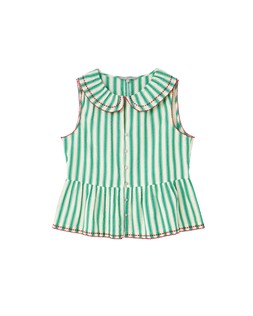 Green & Cream Striped Seersucker Collar Sleeveless Blouse £55 €72