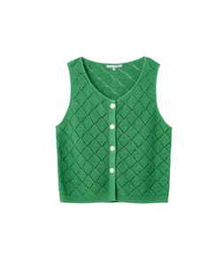 Green Diamond Stitch Button Up Knitted Vest £55 €72