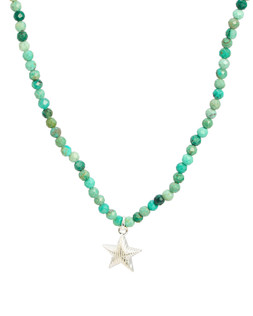 Hestia Beaded Turquoise Silver Star Pendant Necklace £55