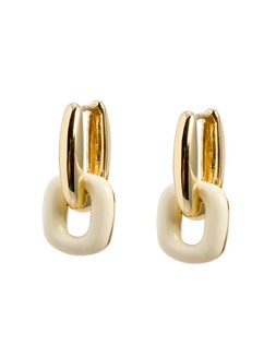 Indie Gold Tone & Cream Enamel Drop Hoop Earrings £16.50 €21.50
