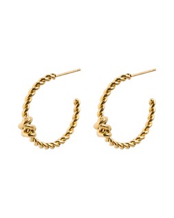 Jolie Gold Tone Waterproof Textured Knot Hoop Earrings £28.00 €36.50