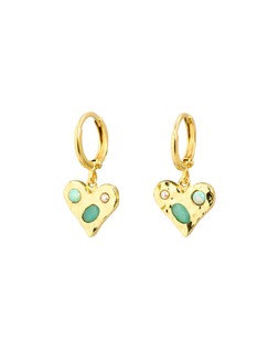 Karina Triple Stone Inlay Heart Charm Hoop Drop Earrings £55.00 €72.00