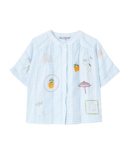 Light Blue GinghaLight Blue Gingham Embroidered Short Sleeve Shirt £65 €85