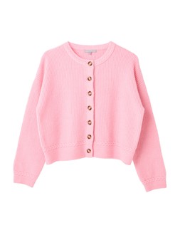 Light Pink Plait Stitch Crew Neck Knitted Cardigan £65