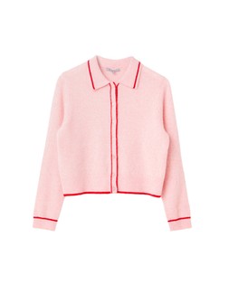 Light Pink & Red Collared Knitted Cardigan £60