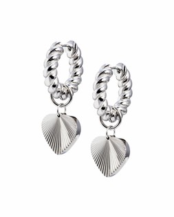 Louisa Silver Tone Waterproof Heart Drop Hoop Earrings £29.50 €38.50
