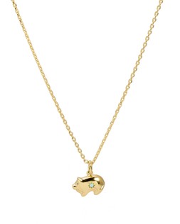 Lucky Pig Opalite Inlay Gold Plated Pendant Necklace £48