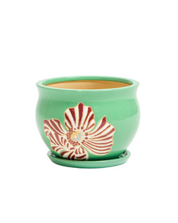 Lya Green Floral Ceramic Plant Pot Large £39.50 €52