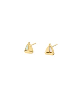 Marina Mother of Pearl Sailboat Gold Plated Stud Earrings £26