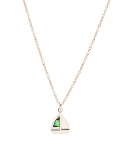 Marina Paua Shell Sailboat Recycled Silver Pendant Necklace £42