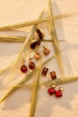 Marjorie Red & Gold Tone Heart Drop Earrings £16.50