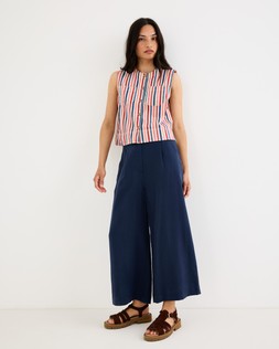 Navy Blue Cropped Wide Leg Trousers £65 €85