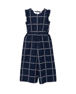 Navy Blue & White Embroidered Sleeveless Cropped Jumpsuit £85 €115