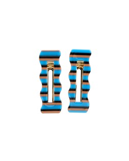Odelie Blue Stripe Resin Cut Out Wavy Clips Set of Two £14.50